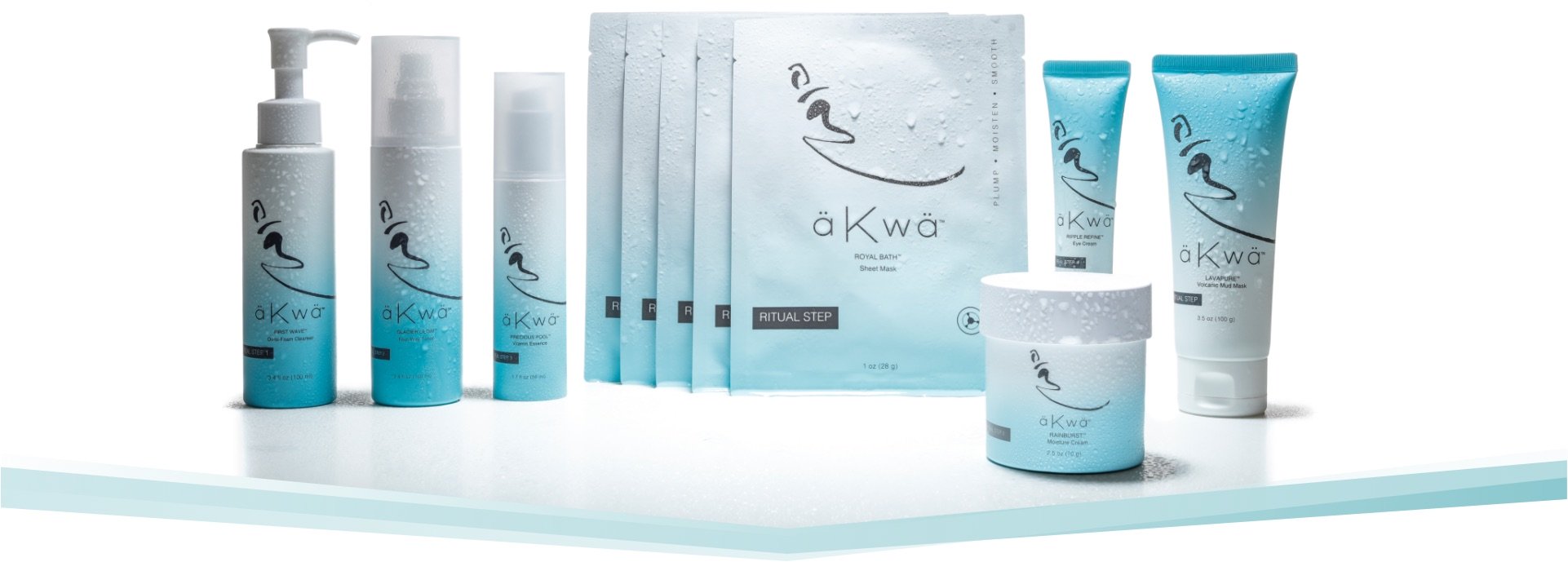 Todos los productos de äKwä con gotas de agua.